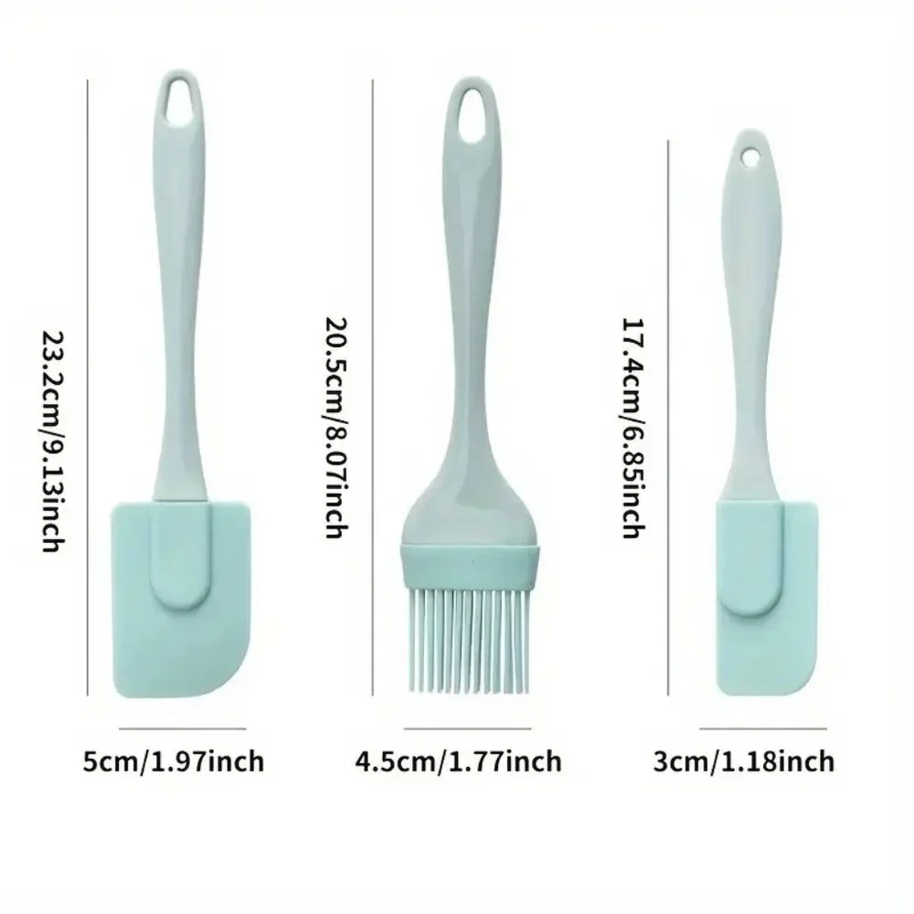Silicone Baking Utensils 3pc Spatula Basting Brush Kitchen Cooking Mini Blue NEW